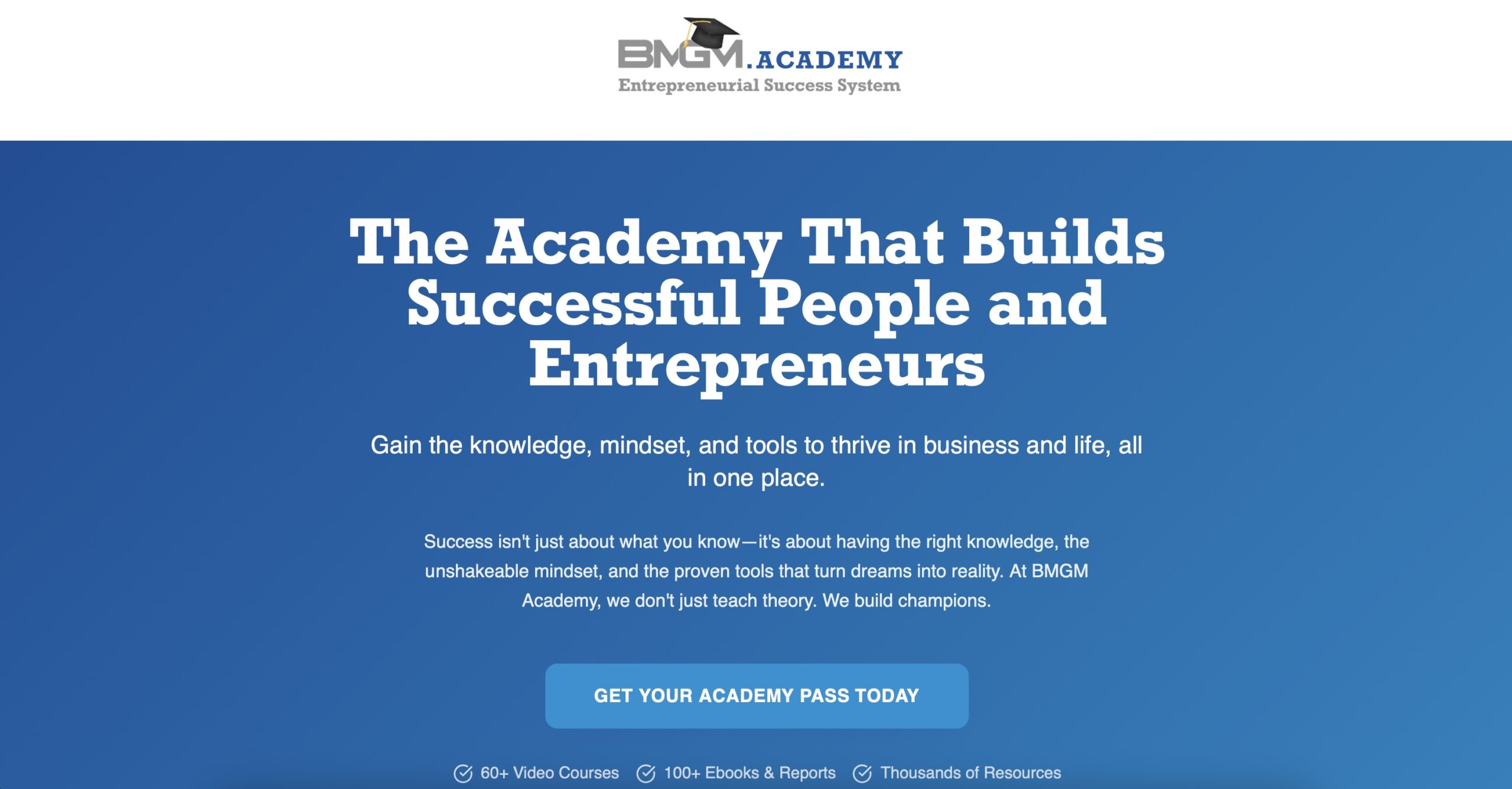Screenshot BMGM Academy